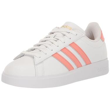 Imagem de adidas Tênis feminino Grant Court 2.0, Branco/Wonder Clay/Dourado Metálico, 11