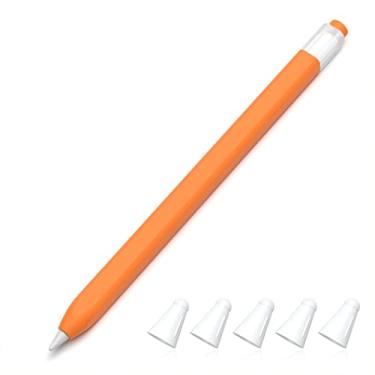 Imagem de JOOSKO Estojo de silicone clássico para Apple Pencil 1ª geração, antiderrapante (laranja)