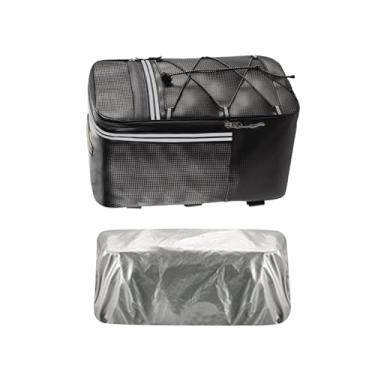 Imagem de UGPLM Bolsa de bagageiro traseiro para bicicleta Bolsa de porta-malas de bicicleta Couro PU com zíper Bolsa de selim à prova d'água Alforje para ciclismo, 33cmx21cmx18cm 15l