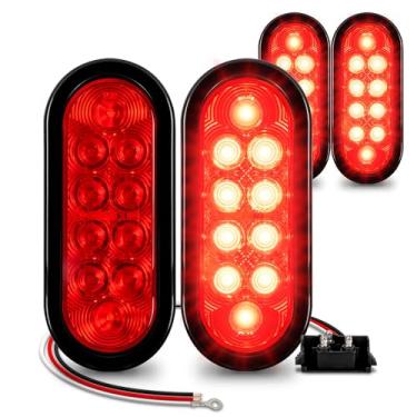 Imagem de TRUE MODS Kit de luz traseira de reboque de LED oval vermelho de 4 peças [Stop Turn Tail] [DOT FMVSS 108 SAE S2TSI6P2] [ilhós e plugue de 3 pinos] [IP67 à prova d'água] Luz de freio de reboque para