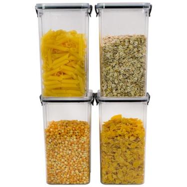 Imagem de Kit 4 Potes 1,6 Litros Herméticos Slim Tampa Organizacionais - Plasnor