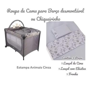 Imagem de Kit Roupa de Cama para Berço Desmontável Portátil Chiqueirinho 3 Peças