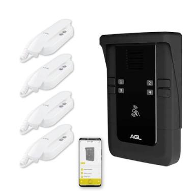 Imagem de Kit porteiro coletivo agl s-500 04 pontos + 4 interfones