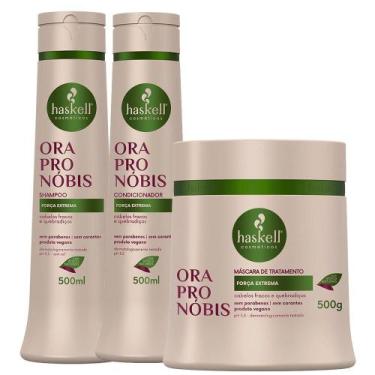 Imagem de Kit Haskell Ora Pro-Nóbis Shampoo/Condicionador/Máscara 500g