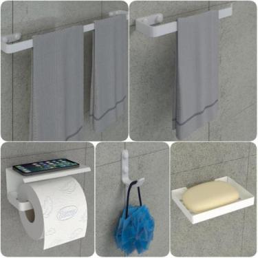Imagem de Kit Acessórios Para Banheiro Branco 5 Peças MAX - MetalCromo