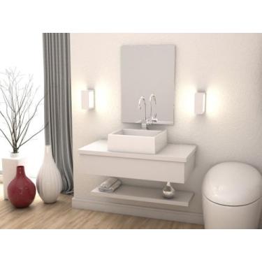 Imagem de Bancada Metrópole 806w 80cm C/cuba Q355 e Espelheira - Compace, Branco