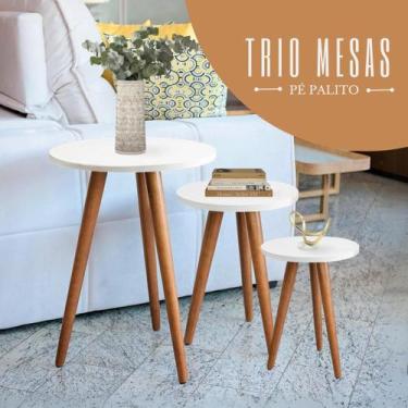 Imagem de Kit Trio Jogo de Mesas Lateral Decorativas - Kelan, Branca