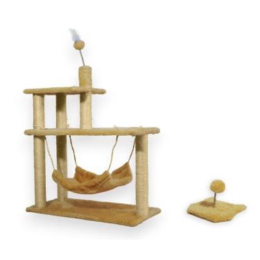 Imagem de Arranhador para Gatos Sisal Plataforma 3 Andares com Brinquedo Mola Ma