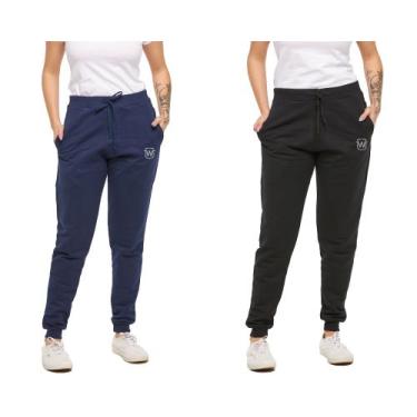 Imagem de KIT COM 02 CALÇAS DE MOLETOM PLUS SIZE FEMININA SLIM SPORT WOOKS - M10