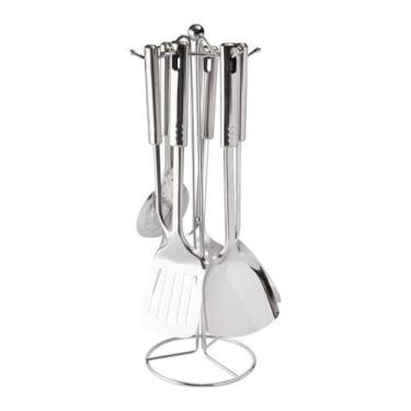 Imagem de Conjunto C/7 Peças Utensílios Suporte Em Aço Inox Cozinha - Clink, CK6