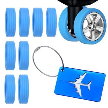 Imagem de Tag Identificador Bagagem C/ Protetor Rodinha Para Mala Kit Completo V