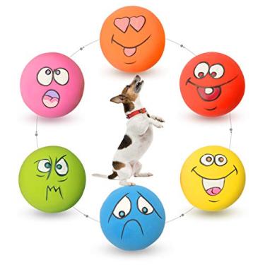 Imagem de Brinquedos de látex para cães da Holsteed, brinquedos de borracha macios para mastigar cães brinquedo de apertar para pegar bolas de brinquedo para filhotes de cachorrinhos pequenos e médios 6 peças