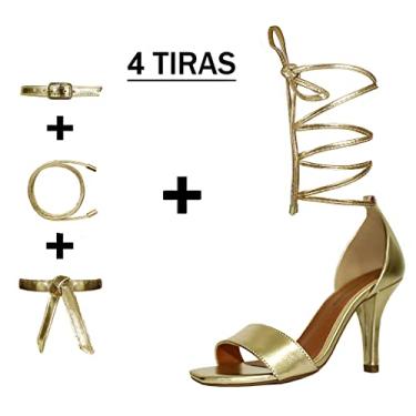 Imagem de Sandália Troca Tira Salto Alto Fino Luiza Sobreira Dourada Mod. 2134-2