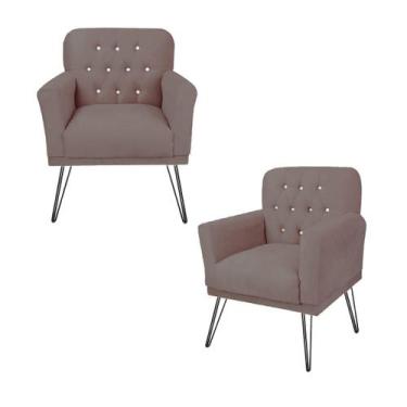 Imagem de Combo 2 Poltronas Decorativa Para Quarto Closet Pés de Ferro Anitta Su