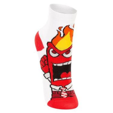 Imagem de Meia Infantil Unissex Lupo 02403-002 Divertidamente Raiva, Branco, Ver