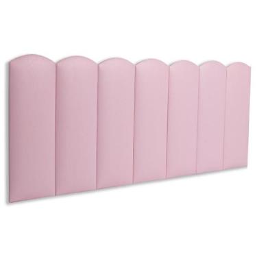 Imagem de Cabeceira Casal Estofada de Colar na Parede Kit 7 Placas Modelo Nuvem 