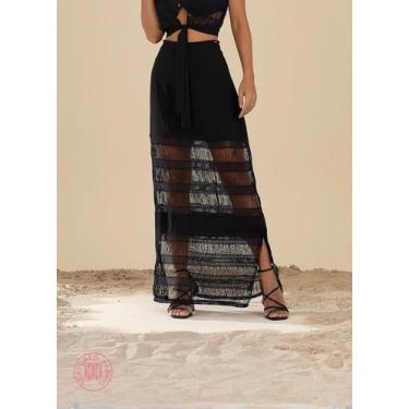 Imagem de Saia longa black lines - DEBRISA, Preto, P