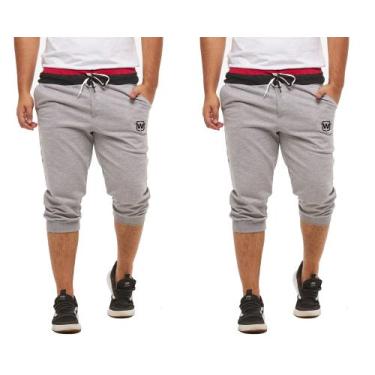 Imagem de Kit 02 bermudas de moletom wooks masculina saruel skinny, Cinzaclaro, 