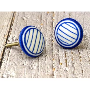 Imagem de ARTISNO Puxadores de cerâmica coloridos para armários de cozinha, armários de banheiro, cômodas, puxadores e puxadores feitos à mão (Design 10)