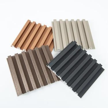 Imagem de Art3dwallpanels Painéis de parede de ripas, pacote com 4 painéis de parede 3D à prova de som WPC acabamento de metal brilhante para decoração de parede interior, ripas de parede de painel texturizado