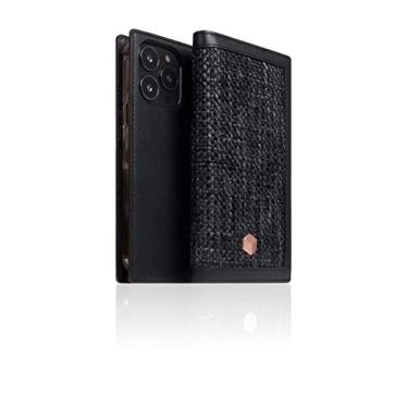 Imagem de SLG Capa carteira de couro compatível com iPhone 14 Pro, edição D5 de couro de bezerro diário flip capa porta-cartões com caixa de presente, feita à mão e projetada para iPhone 14 Pro (preto)