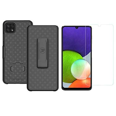 Imagem de Wireless ProTech Capa compatível com Samsung Galaxy A22 5G. Capa fina com suporte e clipe de cinto combo inclui protetor de tela