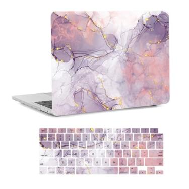Imagem de Capa rígida para laptop compatível com MacBook Pro 13 polegadas 2020 2019 2018 2017 2016 versão A2338 M1 A2289 A2251 A2159 A1989 A1708 A1706, capa rígida de plástico e película de teclado, roxo