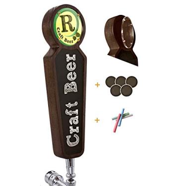 Imagem de TESLYAR Puxadores grandes de madeira para torneiras para quadro-negro Kegerator Bar Restaurante Cervejaria Artesanato Torneira de Cerveja Exibição de Etiqueta Todos os Amantes de Cerveja (Preto)