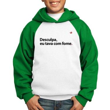 Imagem de Moletom Infantil Desculpa, eu tava com fome - Foca na Moda, Branco, Ve