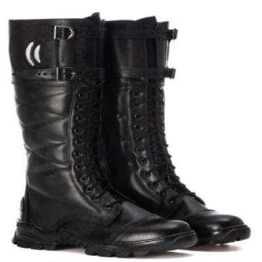 Imagem de Bota Masculina Militar Couro Cadarço Cano Longo Moderna - Fulgore, 40,