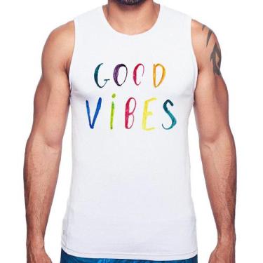 Imagem de Regata Good Vibes Cores - Foca na Moda, Branco, G
