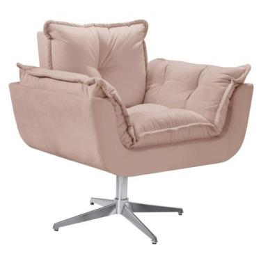 Imagem de Poltrona Opala Giratória Alumínio Suede  - Unidecor, Cappuccino
