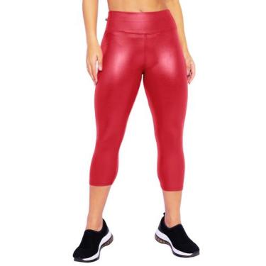 Imagem de Calça Corsario Cirrê Brilho Molhado material sintético Cós Alto Confor