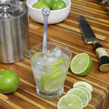 Imagem de Mexedor de Drinks e Sucos - Bar - Caveira - Inox - 2 Peças - Maxx Diam