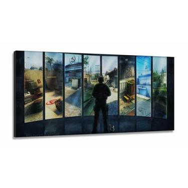 Imagem de Quadro Decorativo Csgo Mapas  Tecido 130x60 em Tecido Canvas - Wall Fr