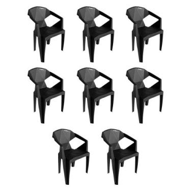Imagem de Kit 8 Cadeiras New Alegra 3d Preta - MAHARA, PRETO