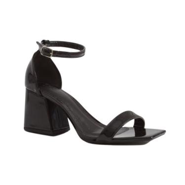 Imagem de Sandália Salto Bloco Médio 9cm - Cor Preta - Flyshoes, 36