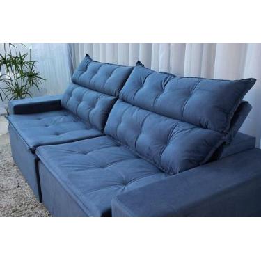 Imagem de Sofá 2,30 retrátil e reclinável 4 lugares carioca azul - bonequinha mó
