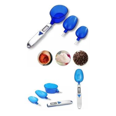 Imagem de Medidor Culinário Kit 3 Medidor Colher /digital  AZUL - Series
