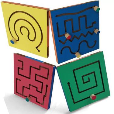 Imagem de Kit com 4 painel psicomotor linhas vazadas educativo - BRINQUE E LEIA