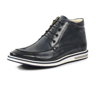 Imagem de Bota Casual Masculino Couro Legítimo High Leather Reverso - 1132 - Blu