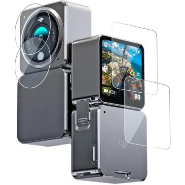 Imagem de Kit Películas Vidro Lente E Tela Câmera Dji Action 2 Power Combo