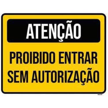 Imagem de Placas Atenção Proibido Entrada 3 Unidades 18x23cm