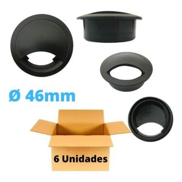 Imagem de Acabamento Passa Fio Mesa Móveis Cabo 46mm Preto - 6 Unid. - P&J