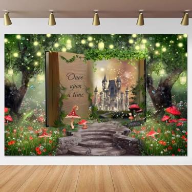 Imagem de Yeele 1,5 x 0,9 m Once Upon a Time Pano de fundo primavera cogumelo encantado floresta livro mágico castelo antigo fotografia fundo princesa menina aniversário festa de casamento decoração banner foto