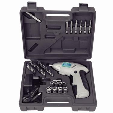 Imagem de Parafusadeira 1/4" Tramontina 46 Peças Para Uso Doméstico A Bateria Ni-Cd 4,8V Com Maleta 42380046