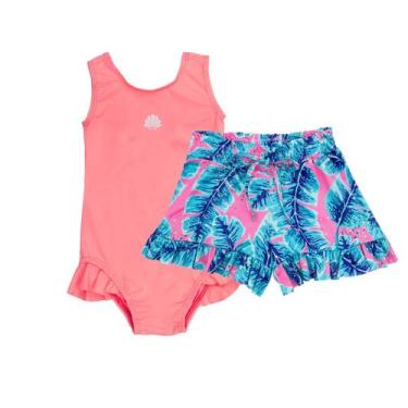 Imagem de Maiô Praia Infantil +Shorts Saída De Praia Menina ProteçãoUV - Fofotin