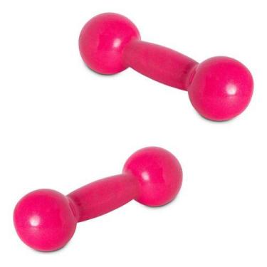 Imagem de Kit 2 Halter Emborrachado 1kg Rosa - Acte