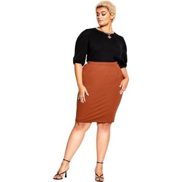 Imagem de City Chic Saia feminina plus size midi tubo, Gengibre, 52
