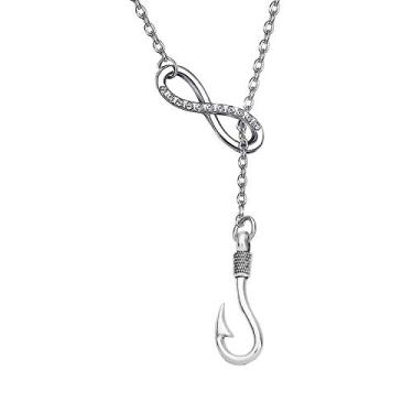 Imagem de CHOORO Colar de anzol, pingente de anzol, joias, presente de namorada, presente para namorada, presente feminino, anzol para ela, Metal